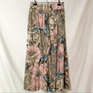 Talbots Vintage Tan Floral Pleated Midi Skirt 6